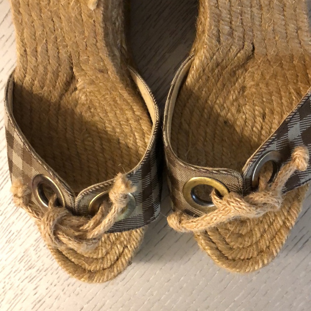 BURBERRY Plaid Espadrille Wedge Sandals Size 7 - Picture 11 of 16